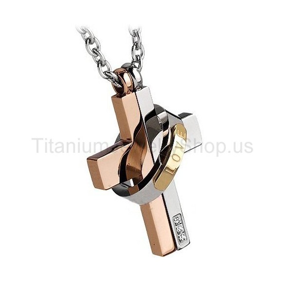 "Love Forever" Two Layers Titanium Lovers Pendants