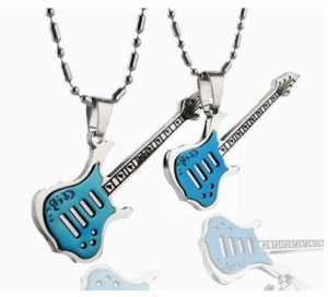 1 Pair Pure Titanium Couples Necklace Pendants Guitar