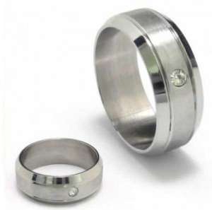 8mm Diamond Unisex Titanium Band Ring - 1