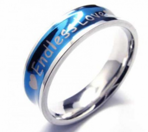 Endless Love Mens 6mm Concaved Blue Titanium Ring