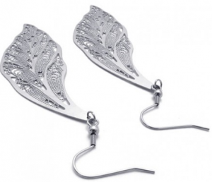 Hollow Leaf Titanium Earrings 20227