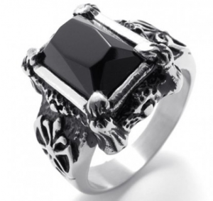 Black Gemstone Titanium Ring 20786