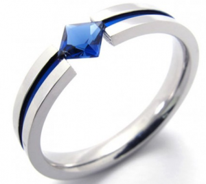 Blue Diamond Titanium Ring 20391