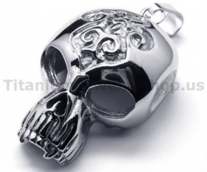 Pure Titanium Skull Design Pendant - Free Chain 16454