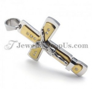 Gorgeous Gold Titanium Jesus Cross Pendant