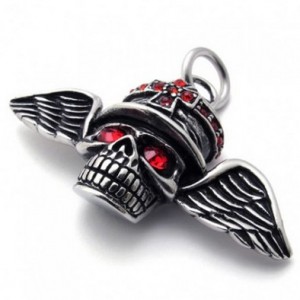 Red Diamond Wings Skull Titanium Pendant 20641