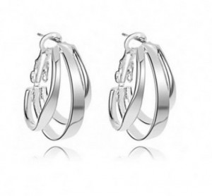 Excellent Quality Female Three-ring Type 925 Sterling Silver Earrings