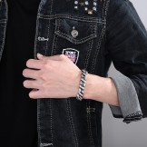  Fashion polished chic titanium bracelet for men