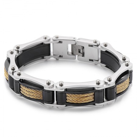  Rock hip-hop twist chain men's titanium biker bracelet