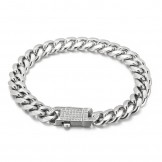  Cuban chain with diamonds men's titanium bracelet necklace