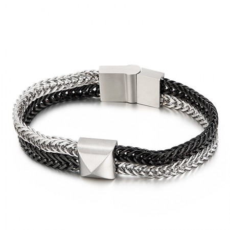 Tide hip-hop double-layer colorful keel woven chain titanium men's bracelet