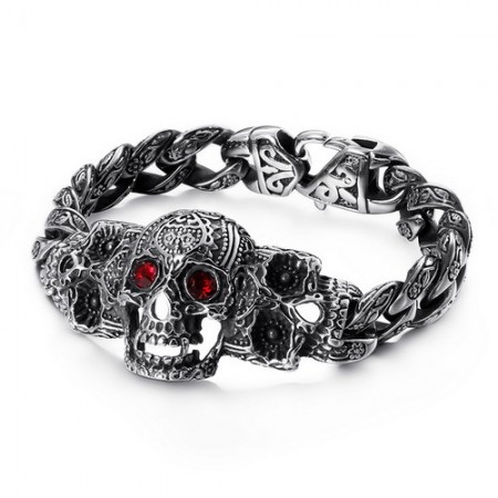   Cool Skull Cross with Zirconia Titanium Bracelet