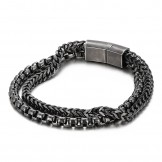 Square double layer men's titanium bracelet