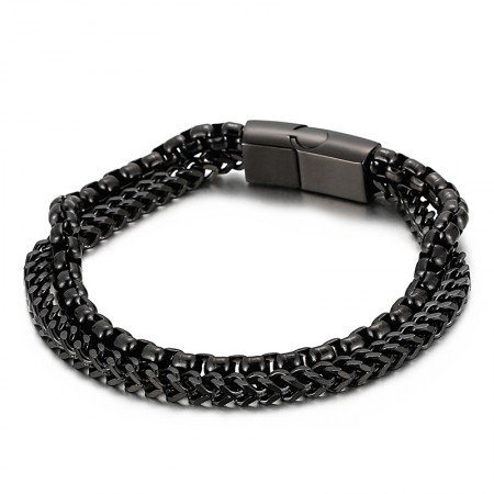 Square double layer men's titanium bracelet