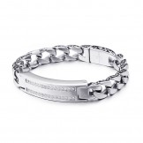  Men's titanium vintage keel bracelet with white stones