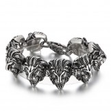  Alternative wild animal lion head titanium bracelet