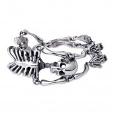  Vintage exaggerated skull and bones titanium bracelet for men