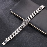  Vintage chic style round plate Masonic titanium bracelet for men