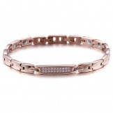  Fashion germanium stone with diamonds couple titanium bracelet 