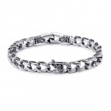  Fashion hand-holding floral titanium bracelet for men