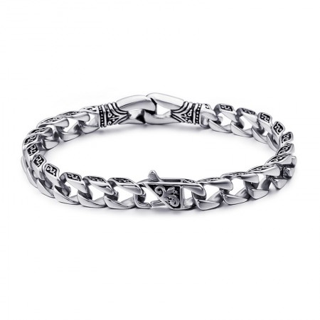  Fashion hand-holding floral titanium bracelet for men