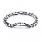  Fashion hand-holding floral titanium bracelet for men