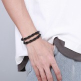  Fashion black plated double titanium men's bracelet