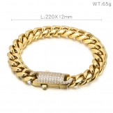  Hip hop style studded titanium bracelet for men