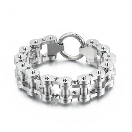  Rock hip-hop hollow cross titanium men's bicycle bracelet