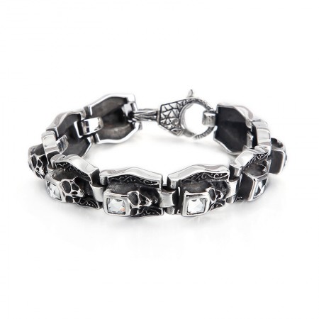  Titanium bracelet with skull and crossbones