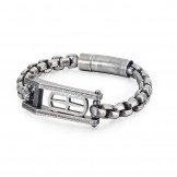 Cross hollow square men's titanium bracelet