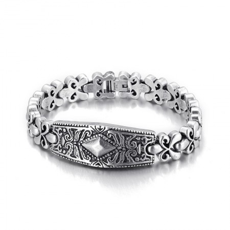  Fashion Flower Bay brand diamond-shaped titanium bracelet for men