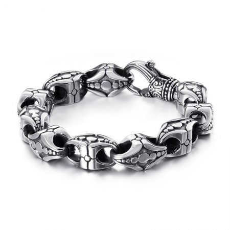   Cool Cross Floral Openwork Titanium Bracelet for Men