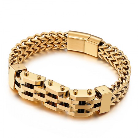 Double layer double row titanium bracelet for men