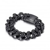   Cool Double Skull Men's titanium Bracelet