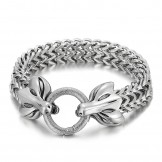  Popular Cool Double Animal Head Braided Men's Titanium Bracelet