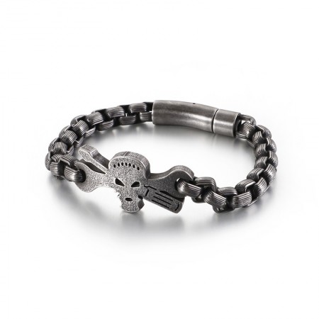 Men's titanium skull bracelet