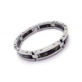 Mens Black Pure Titanium Rubber Charm Bracelet Bangle