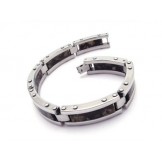 Mens Black Pure Titanium Rubber Charm Bracelet Bangle