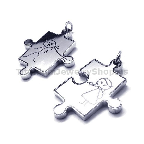 Jigsaw Puzzle Titanium Lovers Pendants-Free Chains 13805 - Titanium ...