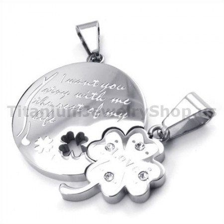 Four Leaves Clover Titanium Lovers Pendants-Free Chains 19117