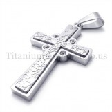 fashion with diamond two layers titanium cross pendant 19627