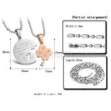 Titanium Silver and Rose Gold Flower Lovers Pendants with Rhinestones and Free Chains C599