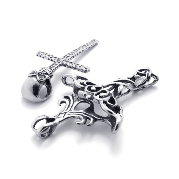 Cross Skull Titanium Pendant 20545 - Titanium Jewelry Shop