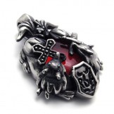 Cross Red Gem Titanium Pendant 20650