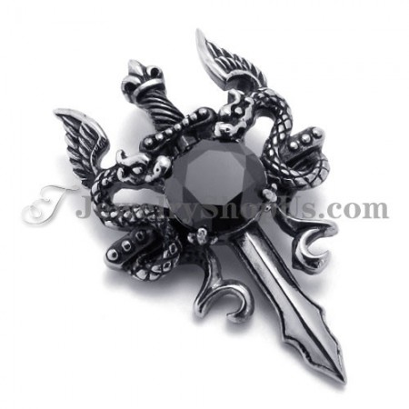 Fashion Titanium Sword Pendant with Black Zircon