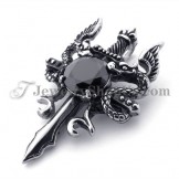 Fashion Titanium Sword Pendant with Black Zircon