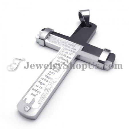 Gorgeous Black and Silver Titanium Cross Pendant