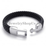 Gorgeous Black Titanium and Leather Bracelet