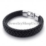 Gorgeous Black Titanium and Leather Bracelet